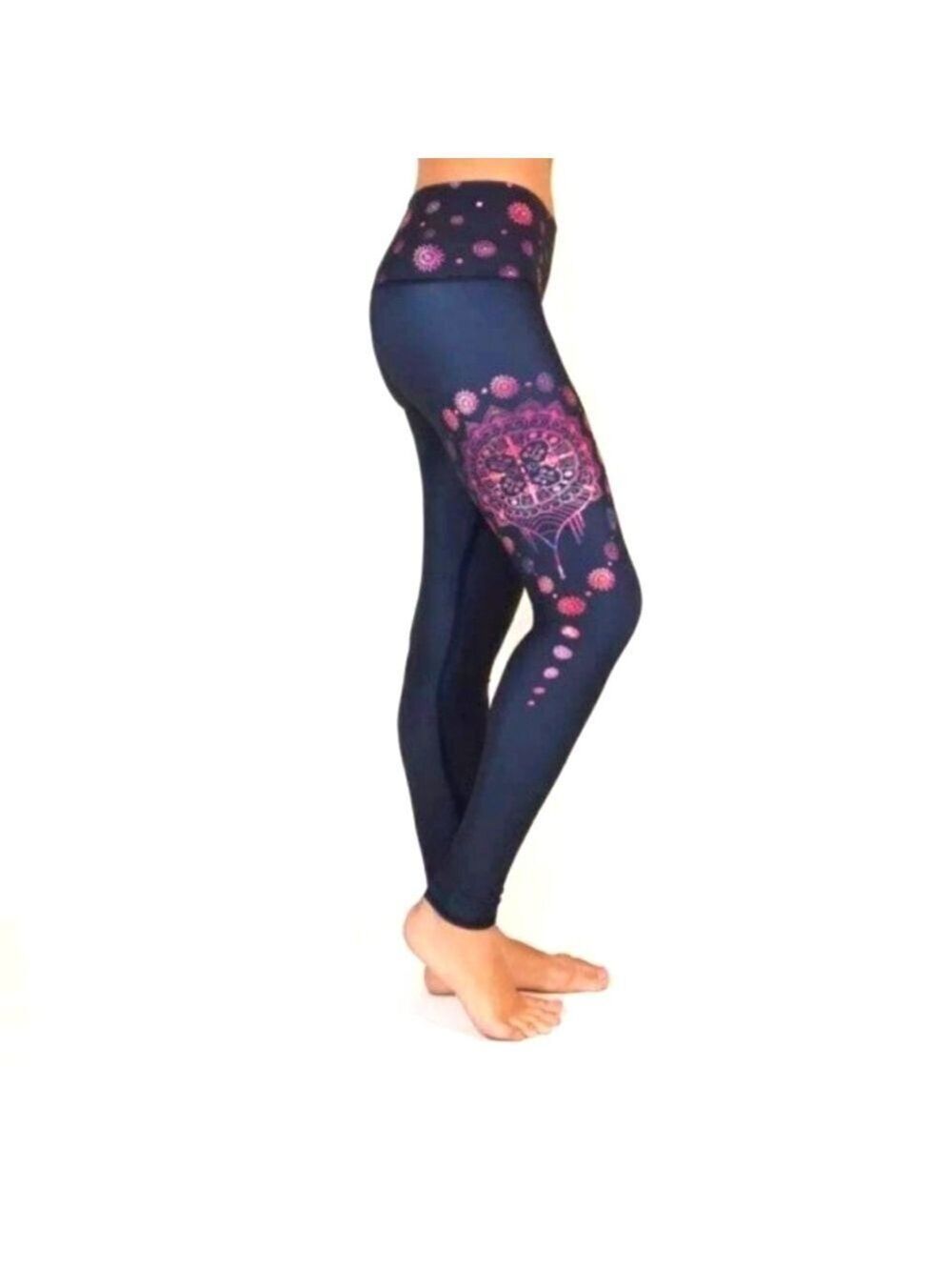 TCLC Purple Mandala Print Full length Yoga Waistband Leggings Size XL NWT